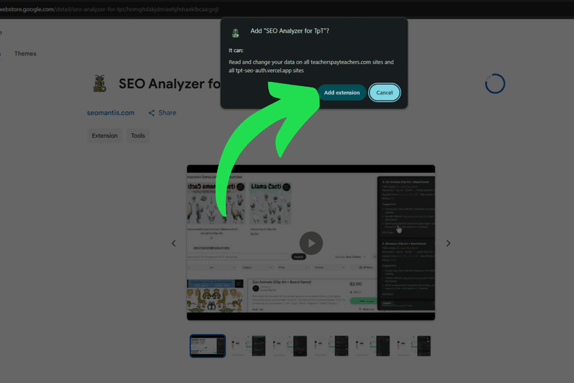 Screenshot of Add Extension